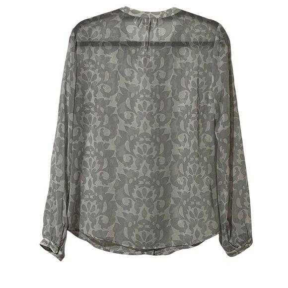 Banana Republic Womens Size Small Gray Floral Long Sleeve Blouse - Picture 3 of 6
